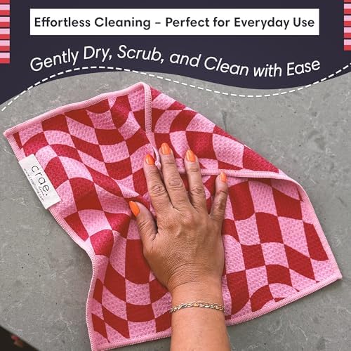 Double-Sided Microfiber Washcloths, Waffle Weave Kitchen Washcloths - Image 5