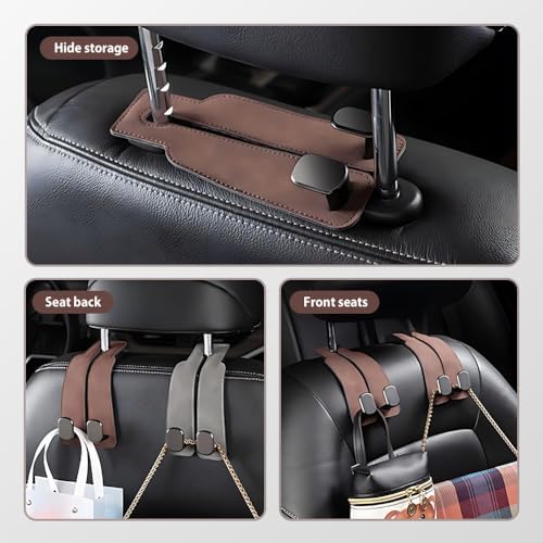 Car Seat Headrest Hooks for Purses and Bags Coat, Leather Car Bag Purse Holder - Image 4