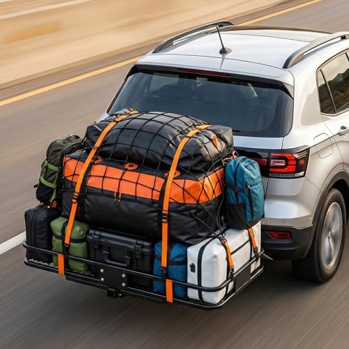 Folding Hitch Mount Cargo Carrier, 60.1" x 20" x 6" Steel Rack - Image 2