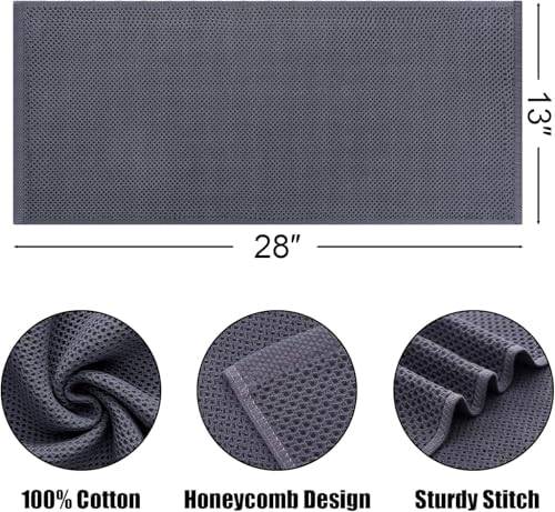 Kitinjoy 100% Cotton Waffle 12-Pack Kitchen Towels, Dark Grey - Image 2