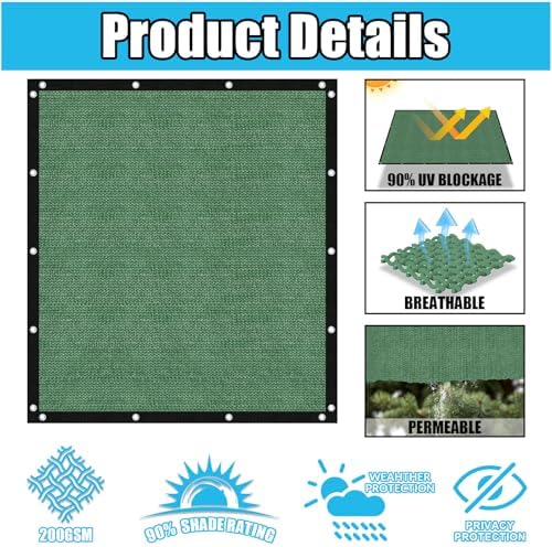 Amagenix 90% Pergola Shade Cover 7' X 8' Sun Shade Cloth - Image 3