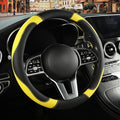 Black Yellow Microfiber Leather Steering Wheel Cover 15 inch by Binsheo