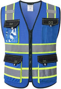 JKSafety Safety Vest for Men Women Hi Vis Reflective Vest JK220 Blue 2XL by JKSafety
