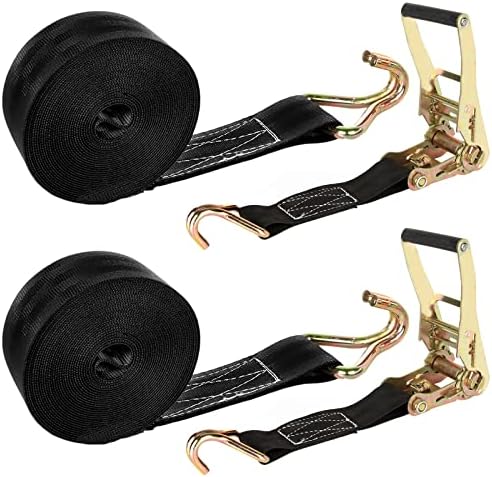 2 Pack 2 Inch Ratchet Straps Heavy Duty 20ft Tie Down Straps Ratchet by LISHINE