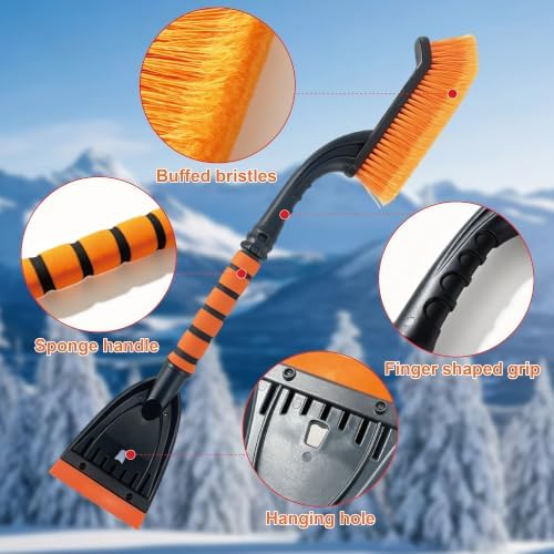 27" Car Snow Brush and Ice Scraper 2 Pack, Detachable Snow Removal Tool - Image 5