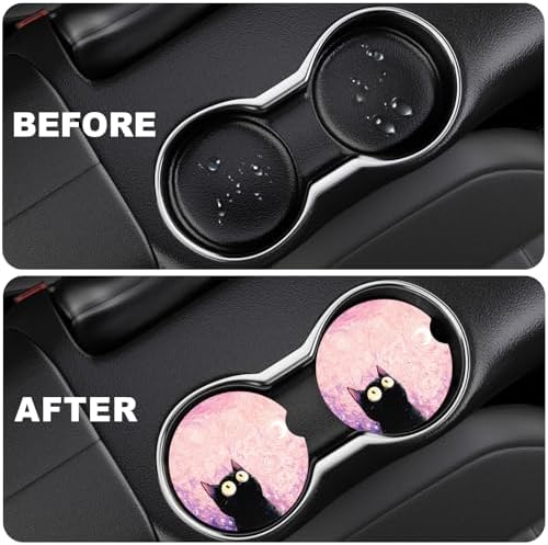2 Pack Car Cup Holder Coaster, 2.63 inch Anti Slip Insert Absorbent Ceramic Car - Image 5