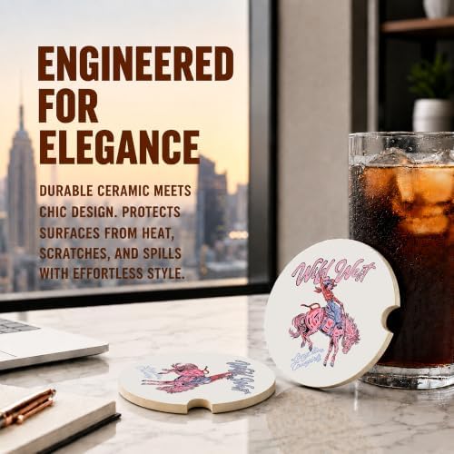 Western Cowgirl Cowboy Car Coasters, Wild West Coquette Cup Holders - Image 5