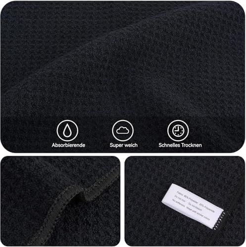 KinHwa Waffle Microfiber Dish Cloths Black Kitchen Towels, Cleaning Cloth - Image 4