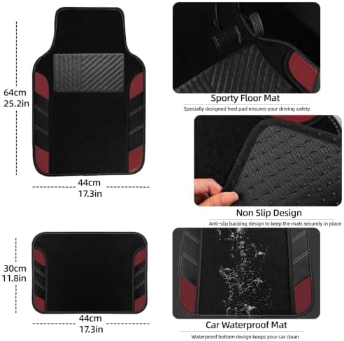 NBTEPEM 10 Pcs Car Floor Mats Full Set & Sport Leather Steering Wheel Cover - Image 4