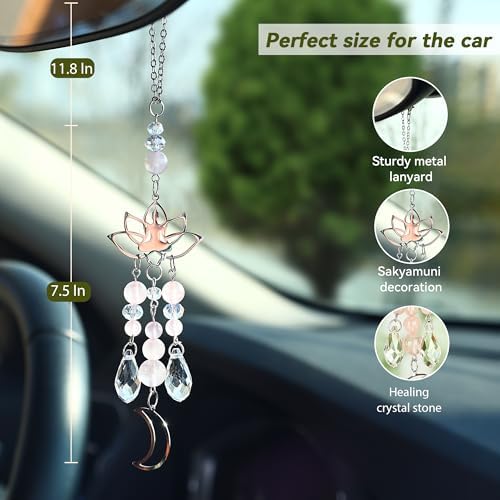 Car Rear View Mirror Accessories Car Hanging Ornament, Moon&Yoga Rearview Decor - Image 3