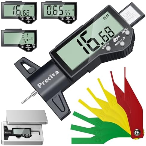 Preciva Tire Tread Depth Gauge & Brake Lining Gauge Set, Digital Tire Depth by FindtheToolsYouWant