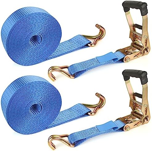 2 Pack 2 Inch Ratchet Straps Heavy Duty 20ft Tie Down Straps Ratchet by LISHINE