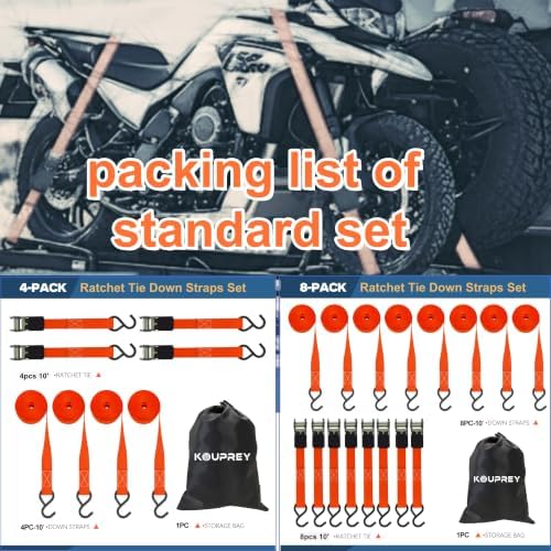 Ratchet Straps, Ratchet Tie Downs，Orange-standard-10ft：4 - Image 4