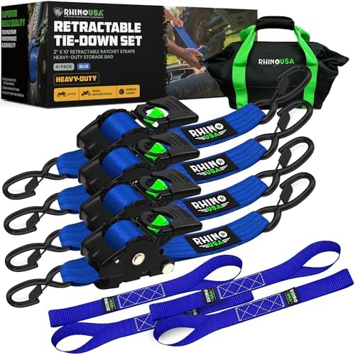 Rhino USA Retractable Ratchet Straps - 2in x 10ft by RhinoUSAInc
