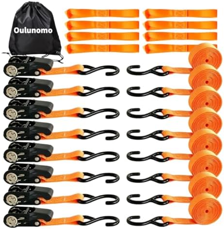 8 Pack Ratchet Straps 1 inch x 15 Ft by Oulunomo