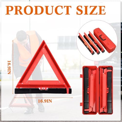 Kanayu 12 Pcs Warning Triangles Dot Reflective Foldable Emergency Safety - Image 2