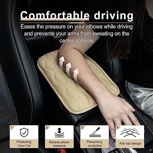 Amiss Car Center Console Cover, Upgraded Leather Car Armrest Cushion, Universal - Image 3