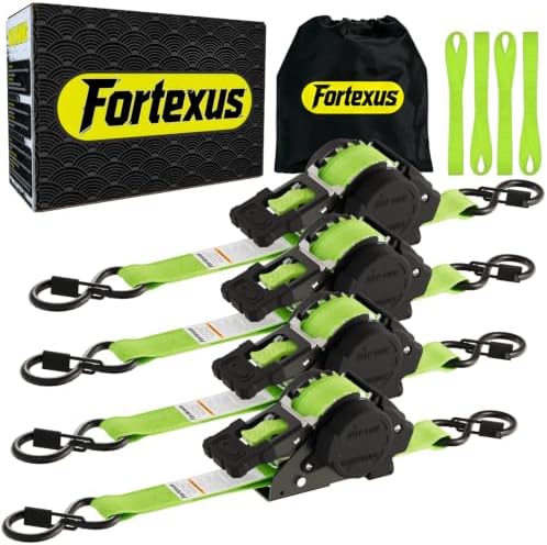 Retractable Ratchet Straps, Motorcycle, Pickup Truck by Fortexus