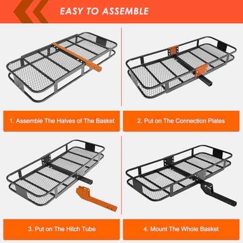 Hitch Mount Cargo Carrier Rack Basket 60"*25"*6"+Waterproof Bag 25 Cu.Ft. - Image 5
