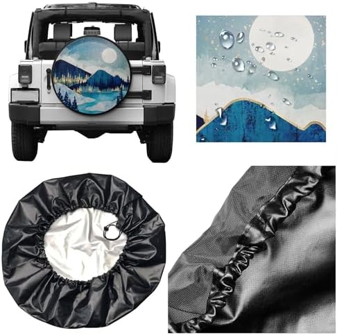Blue Gold Spare Tire Cover Mountain Tree Star Wheel Cover 17 Inch - Image 4