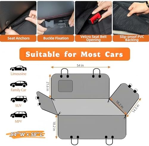 Dog Car Seat Cover for Back Seat, Heavy Duty Dog Hammock for Car - Image 2