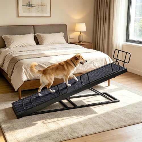 HOOBRO Adjustable Dog Ramp for Bed, Foldable Pet Ramp for Car, Heavy Duty 150 by HOOBRO