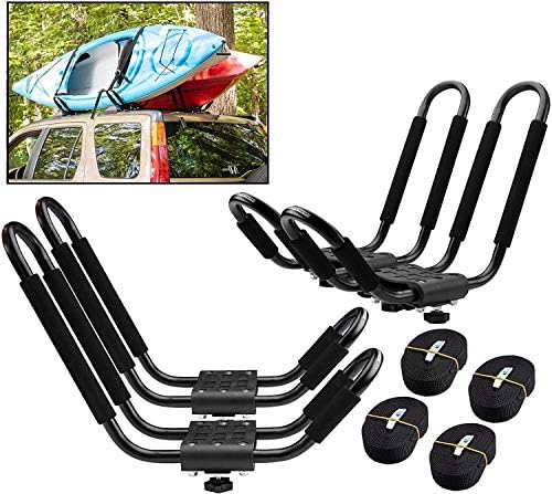 uyoyous 2 Pairs Universal Kayak Canoe Top Mount Carrier Roof Rack 150lbs Top by Unknown