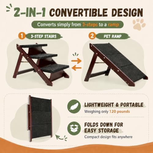 Wooden Dog Stairs & Ramp for Small Medium Dogs & Cats - Image 3