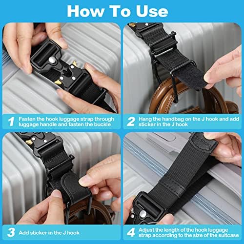 Luggage Hook Strap, Luggage J Hooks to Add a Bag Flight Attendant, Adjustable - Image 6