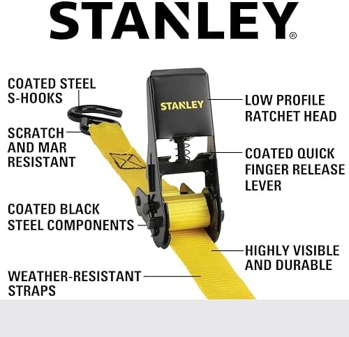 STANLEY 1" x 10' x 900 lbs Light-Duty Ratchet Straps - Image 2
