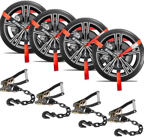 4 Pack Car Tie Down Straps for Trailers by IBITION