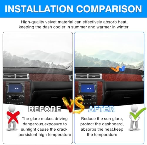 Autorder Dashboard Cover Mat for 2007-2014 Chevrolet Tahoe Suburban/GMC Yukon - Image 3