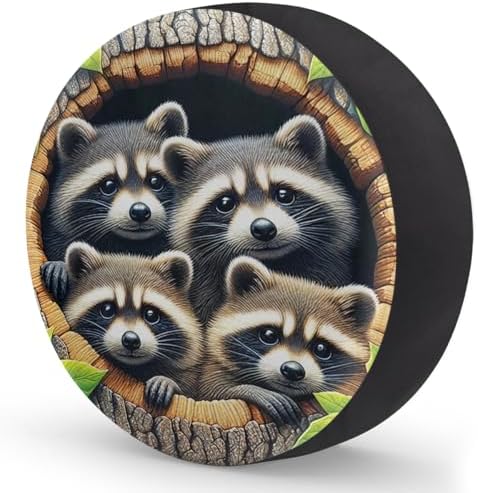 Rv Spare Tire Cover Wheel Funny Animal Raccoon Tire Covers Wheel Protectors - Image 2