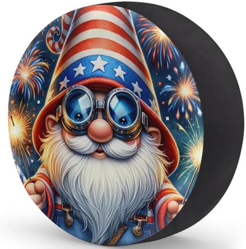 Rv Spare Tire Cover Wheel American Flag Gnomes Tire Covers Wheel Protectors - Image 2