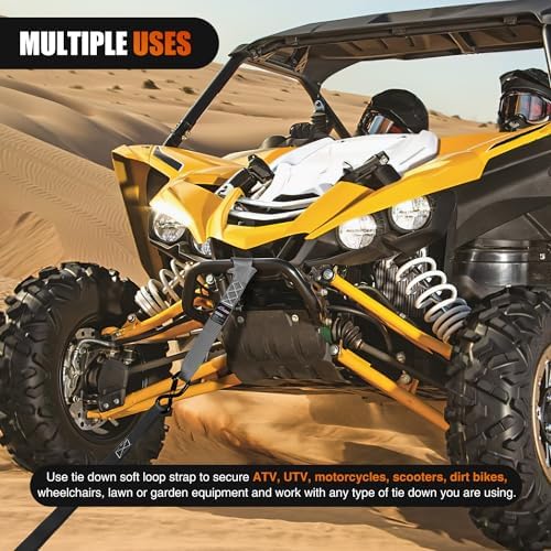 Nilight Soft Loop 1.7"x17" Motorcycle Tie Down Straps 12, 000LBS 8PK Grey - Image 7