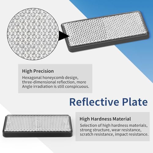 10 Pack White Reflectors Self-Adhesive Rectangular, Quick Mount - Image 2
