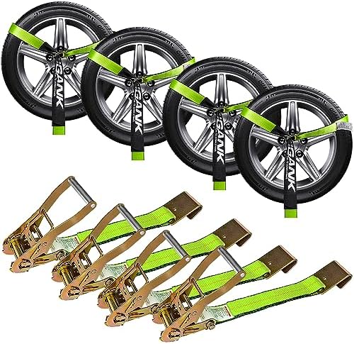 Tire Straps, 4 Pack 2"x96" Car Tie Downs by Digank