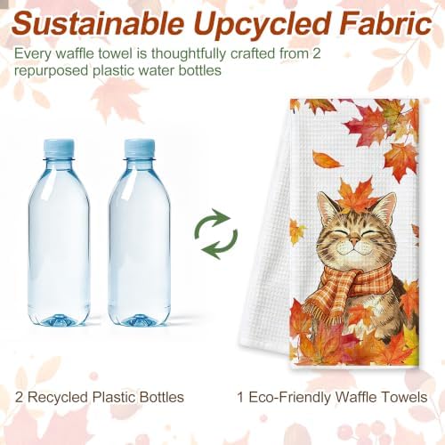 Fall Kitchen Towels, Cat Waffle Hand Towels 16x24 Inch 1-Pack - Image 6