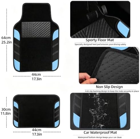 NBTEPEM 10 Pcs Car Floor Mats Full Set & Sport Leather Steering Wheel Cover - Image 3