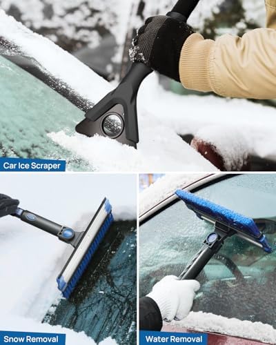 JOYTUTUS 61.3″ Ice Scraper and Long Handle Snow Brush, 270° Pivoting Extendable - Image 4