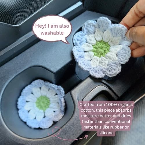 Cotton Car Coasters 2pc Car Cup Coasters Cute car Accessories - Image 3