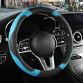 Black Blue Breathable Microfiber Leather Steering Wheel Cover by Binsheo