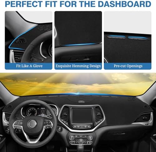 FIILINES Dash Cover for 2014-2023 Jeep Cherokee Latitude Accessories, Dashboard - Image 4
