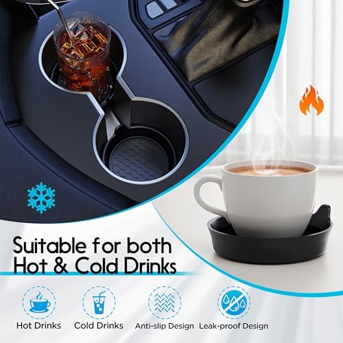 Amooca 4-Pack Car Cup Coaster Silicone Spill-Proof Cup Holder Inserts - Image 3