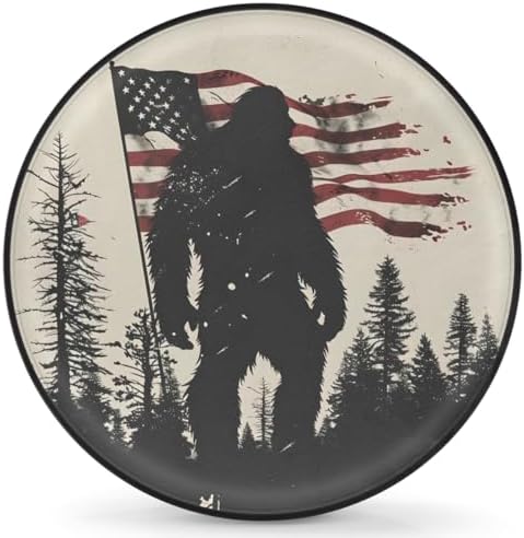 Rv Spare Tire Cover Wheel Bigfoot Mountain American Flag Tire Covers Wheel by FengQuGou