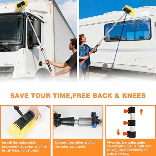 12FT Car Wash Brush with Long Handle Telescoping Extension Pole Angle Adapter - Image 4