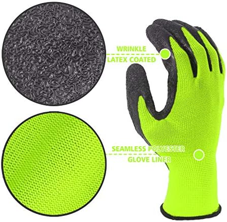 Evridwear Crinkle Latex Rubber Coated Safety Work Gloves - Image 2