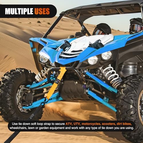 Nilight Soft Loop 1.7"x17" Motorcycle Tie Down Straps 12, 000LBS 8PK Yellow - Image 7