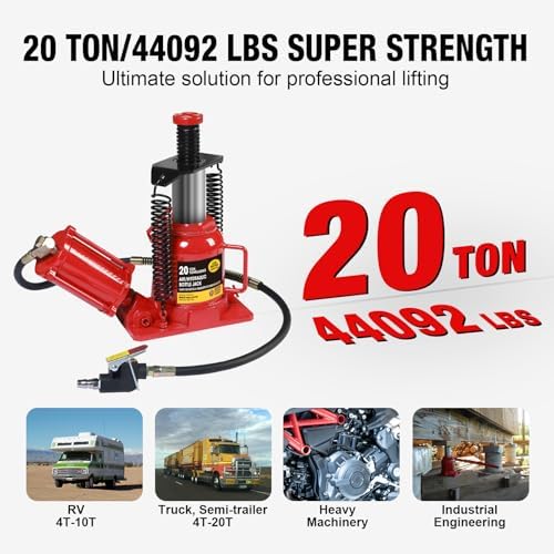 Big RED Air Jack, 20 Ton Hydraulic Bottle Jack, Lift Range 7-1/16" to 12-5/8" - Image 3