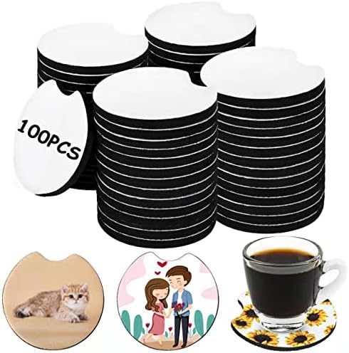 100PCS Sublimation Blank Car Coasters, 2.75in/5mm Circular Opening Blank by LeucSuiok